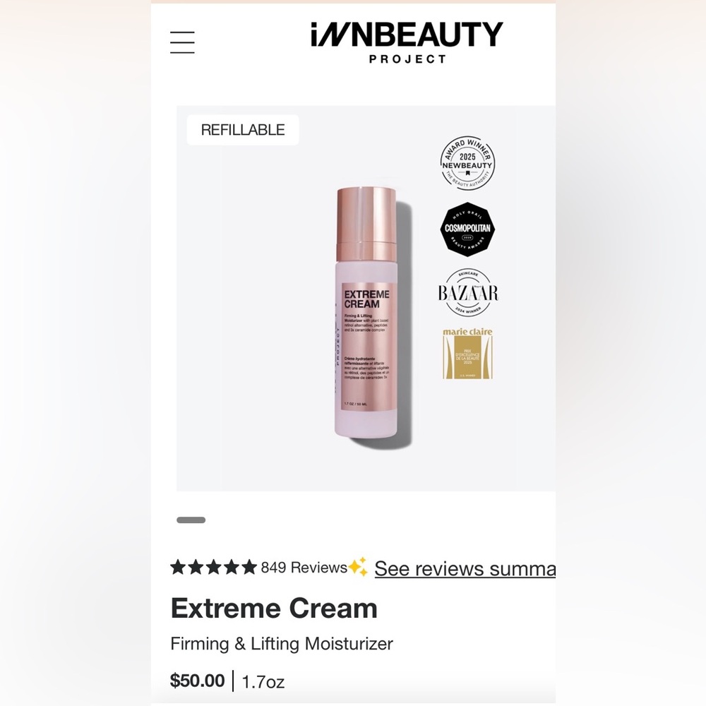 Extreme Cream Firming & Lifting Skincare by InnBeauty Project, 95% Full
